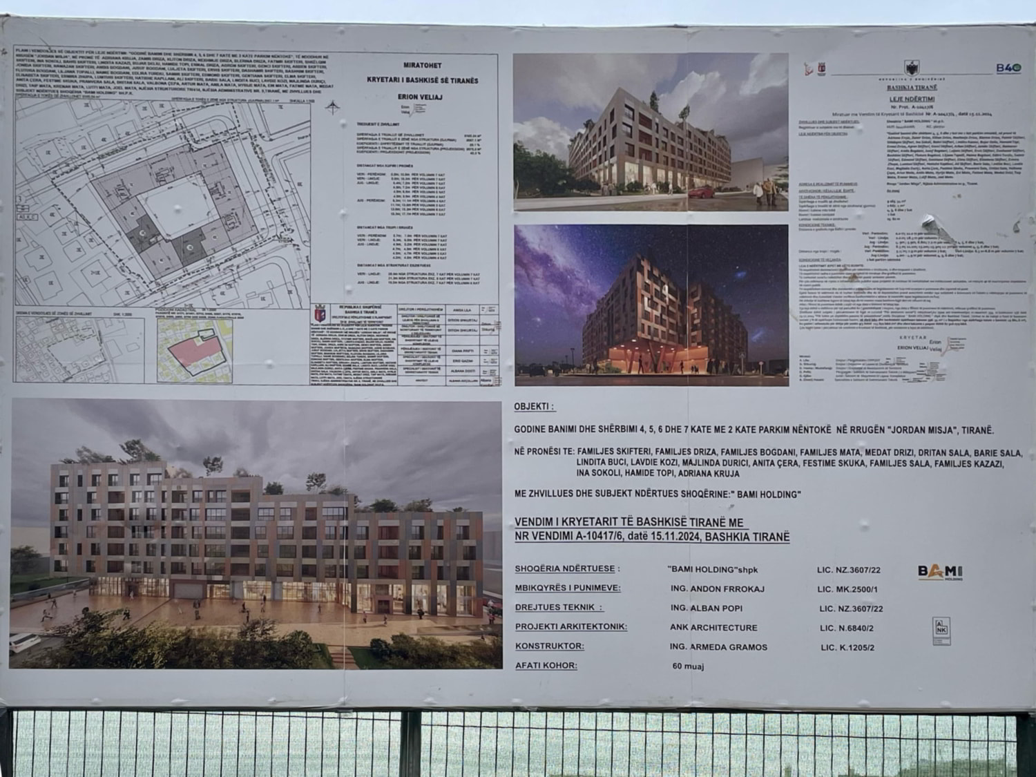 Godine banimi dhe sherbimi 4, 5, 6 dhe 7 kate me 2 kate parkim nentoke, ne rrugen Jordan Misja, Tirane